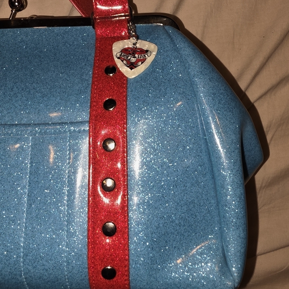 Made By HOLD FAST. Sparkling Blue and Red Shoulder Bag - Picture 16 of 16